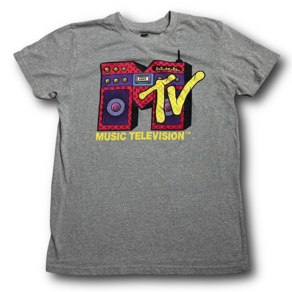 MTV Cartoon Boombox 80s 90s Graphic Gray T-Shirt - size small